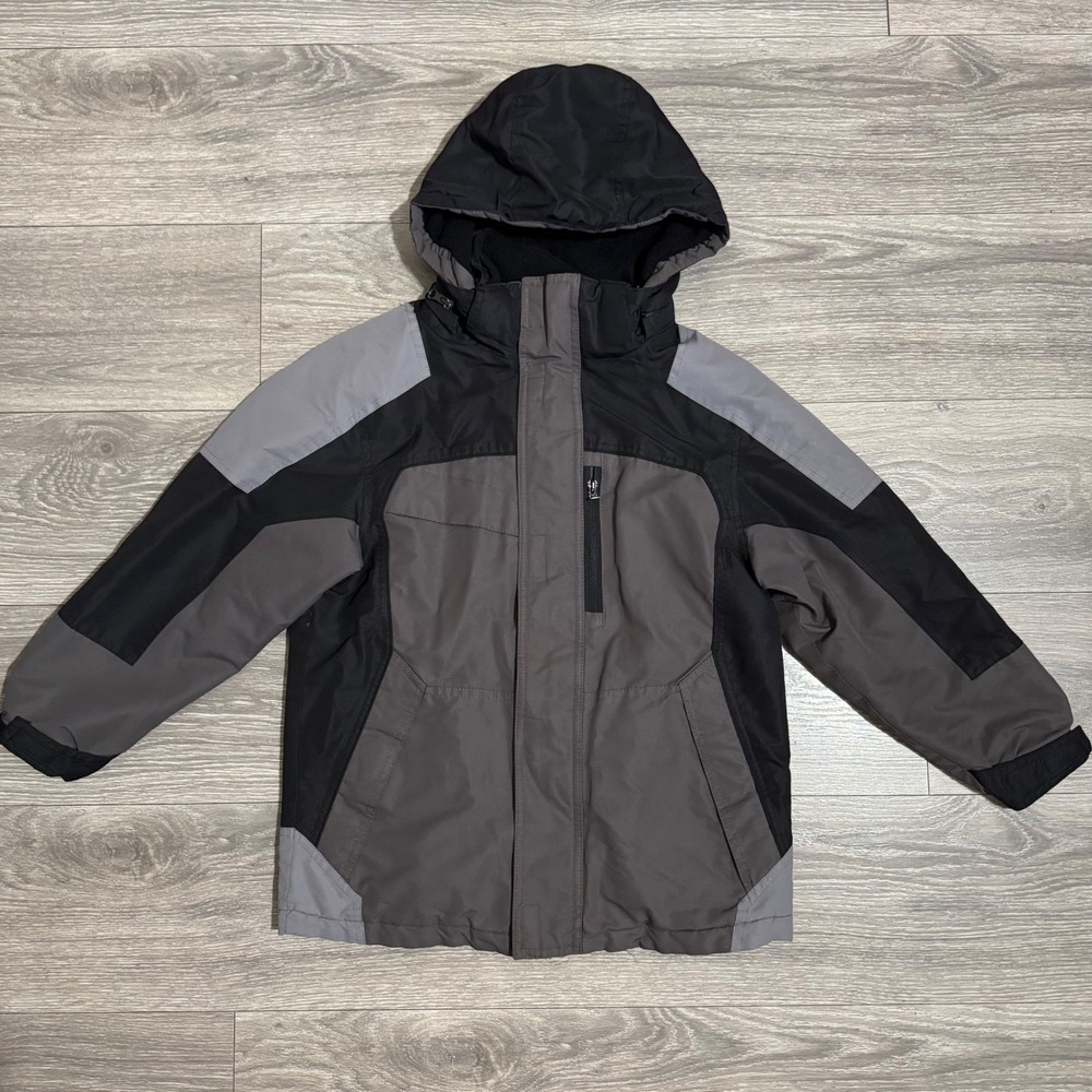 Protection System Boys Hooded Winter‎ Jacket Black Grey Colorblock Size M 8/10